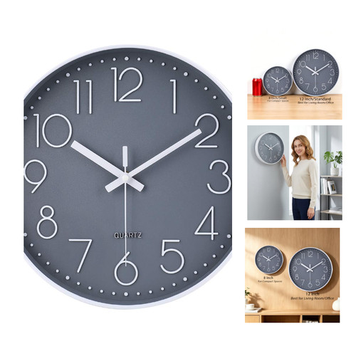 Wanduhr quarz 30cm grau - quarz,