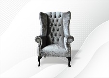 Chesterfield Sessel Silber