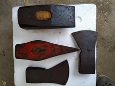 3 alte Axt-Spaltaxt Köpfe + 1 großer Hammerkopf