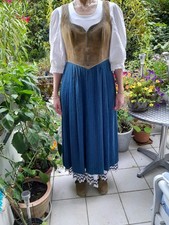 Landhauskleid Meindl mit Bluse und Unterrock Oberteil Wildleder, Rock Leinen  