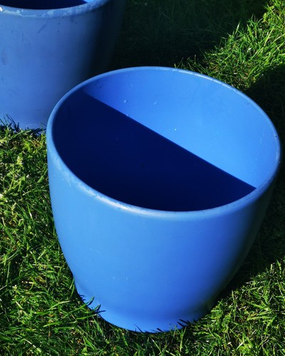 Blumenübertopf blau keramik - blau,