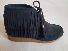 UGG Australia -CALEP-Stiefeletten  Nubukleder mit Fransen schwarz Gr.  36 -NEU-