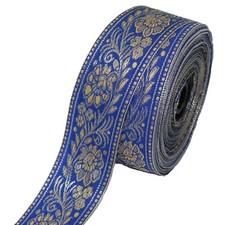 Borte 1M Bordüre lfm 40mm Band Webband  Sariborte Nähen Mittelalter  Blau 4,0