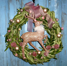 Wandkranz Türkranz Elch rosa Oliven Zapfen Kugeln Schnecken Handgefertigt ca 45
