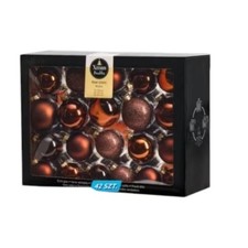 42er Set Weihnachtskugeln Braun 4–6 cm – Matt, Glänzend & Glitzer 
