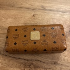 Original MCM München - Sonnenbrillen Case Brillenetui Box Leder Braun - mit Tuch