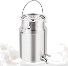 YUCHENGTECH Milchkanne 304 Edelstahl 5L mit Wasserhahn und Deckel schwerlast