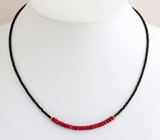 Schwarz Spinell Kette mit Rubin facettierte edelsteinkette Rot Collier Edel 46cm
