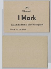 1 Mark Wertschein DDR für LPG