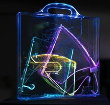 Licht-Koffer von Klaus Geldmacher "AUFBRUCH"  KOFFER BLAU, Einnzelstück