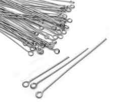 300 Kettelstifte Nadel Nietstifte mit Öse Altsilber Ösenstift 30mm 40mm 50mm MIX