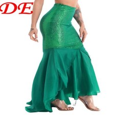 DE Damen Meerjungfrau Kostüm Pailletten Lang Rock Mermaid Halloween Cosplay 