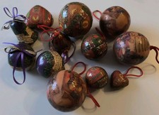 12 Stck. alte Weihnachtskugeln, Pappmache, Retro, Vintage