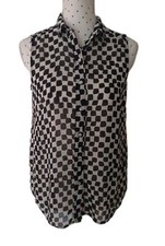 Bluse Ärmellos Schwarz Weiß