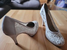 Neu Tamaris Pumps High Heels Gr. 38 beige Spitze 