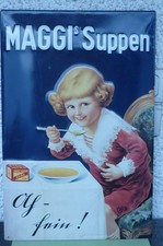 MAGGI's Suppen Blechschild Kind Dekorativ Reklame Werbeschild gebogen