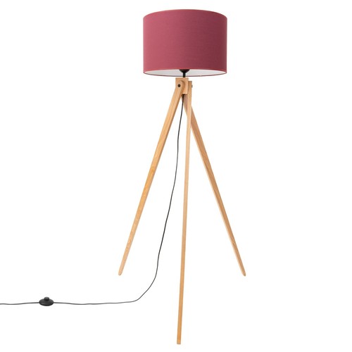 Stehlampe holz stoff bordeaux - holz,