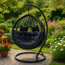 Polyrattan Hängesessel Hängekorb Rattan Hängeschaukel mit Gestell Hängesitz Korb