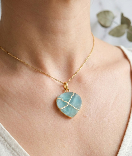 Aquamarin kintsugi kunst - aquamarin,