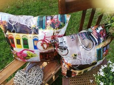 Outdoor Kissen Lounge Dekokissen Sitzkissen Garten Deko Vintage Landhaus Fahrrad