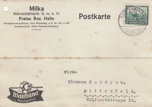 Pratau postkarte 1930 milka - pratau,,