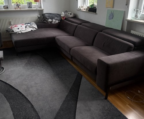 Modernes graues stoff - graues, stoff-ecksofa