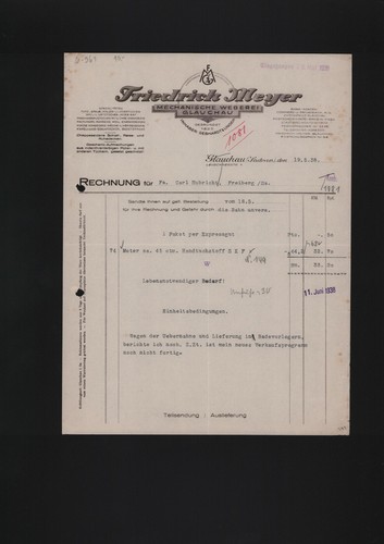 Glauchau rechnung 1938 - rechnung,