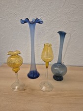 Lauscha Glas DDR - Konvolt Vasen mundgeblasen, zartes Glas Unikat 