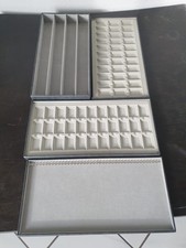 4x Organizer / Tablett  Schmuck 47,0 x 23,0 cm silberfarben/samt vintage