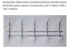 Garderobe Hakenleiste Garderobenleiste Kleiderhaken Stahl/Porzellan Vintage