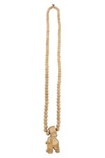 WOOD FELLAS Halskette mit Anhänger Bart Simpson Skateboard Holz Beige 72cm