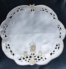 Weihnachts-Mitteldecke Tischdecke Tischwäsche Deckchen rund ca. 30 cm creme