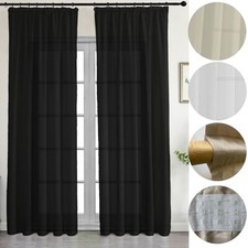 2 Stück Vorhänge Gardinen mit Kräuselband halbtransparent 140x245cm Vorhang 