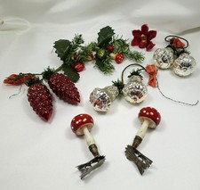alter Christbaumschmuck Weihnachtsdeko Pilze Zapfen Glas / ev 694(35)