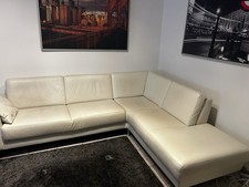 Weiße Ledercouch Ecksofa