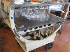 Servierwagen Gastronomie, solide Ausführung, Holz mit Edelstahl, 4 Rollen/Räder