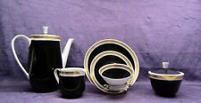 kleines Kaffeeservice 60-er Jahre Vintage schwarz/gold Gehrener Porzellan
