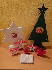 Weihnachtsdeko, Sterne, LED, Tannenbaum, Holz, beleuchtet