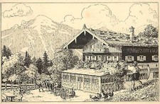 Almwirtschaft Grub bei Unterwössen Bayern Alpen Berghütte Postkarte