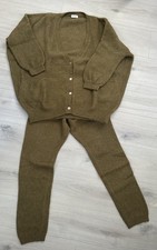 American Vintage Anzug Set Kuschelanzug Strickjacke TU + Hose L Grün Oliv