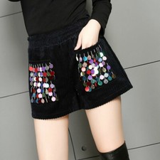 Damen Kord 3D Pailletten Vorne