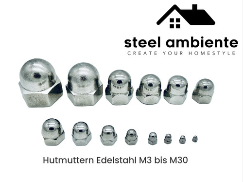 Hutmuttern edelstahl m30 - hutmuttern, m3-