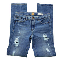 Hugo Boss Orange Jeans Damen W27 L32 Blau Stretch Mid Rise Destroyed Ripped Hose