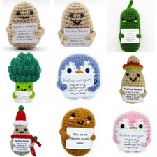 Positive Karte lustige positive Kartoffel handgemachte Wolle gestrickt Hug Puppe