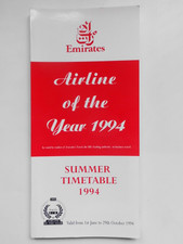 SYSTEM TIMETABLE EMIRATES AIRLINES 1994 ROUTE MAP SEAT GUIDE FIRST & BUSINESS
