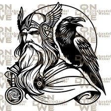 Aufkleber "Odin + Rabe", Autoaufkleber, Wikinger, Viking, Odin (1911)