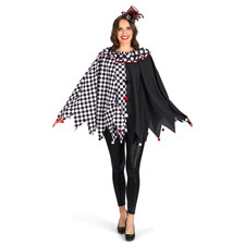 Poncho Harlekin schwarz-weiss
