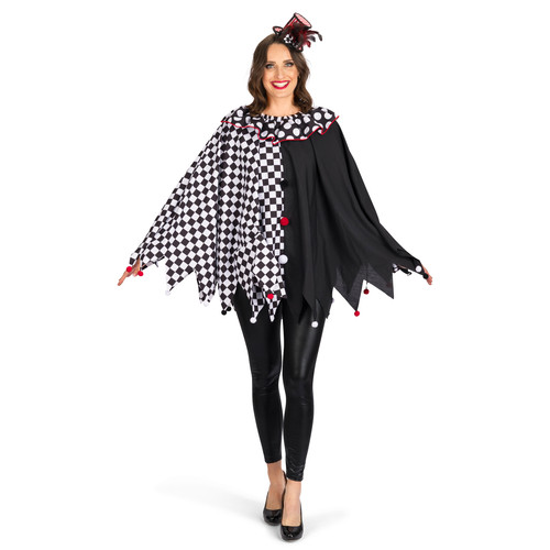 Poncho harlekin schwarz weiss - harlekin, schwarz-weiss