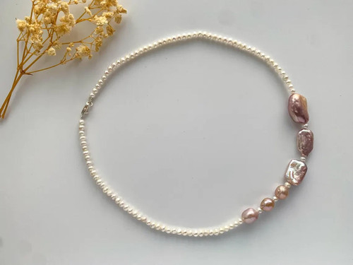 Barock perlenkette rosa - barock,