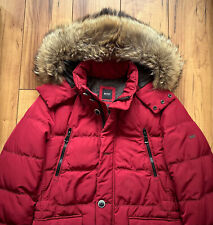 100%ORIGINAL HUGO BOSS DAUNEN JACKE PARKA GR.46 S-M ROT XXL PELZ KRAGEN DEAVE2